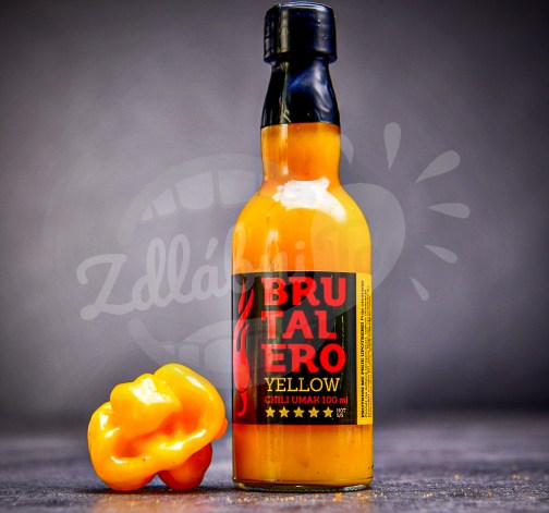 Fermentovaná pálivá omáčka Brutalero Yellow s papričkami Trinidad Scorpion a Fatalii 100 ml