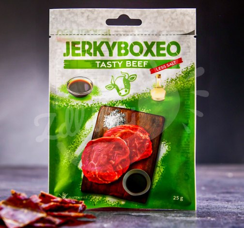 Hovězí sušené maso Jerkyboxeo s nižším obsahem soli 25 g