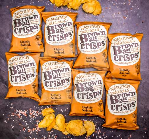 20× Křupavé, jemně solené a ručně vyráběné Brown Bag Crisps 40 g