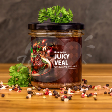 Šťavnaté telecí maso se šalvějí a bílým pepřem 300 g – Mr.HomeMade